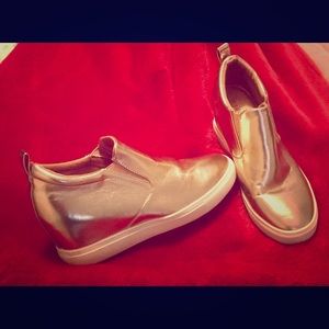 Rose Gold Wedge Sneakers